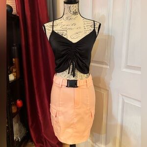 Love & Other Things Peach Utility Mini Skirt